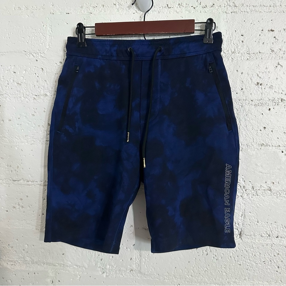 American Eagles Mens Casual Shorts XS Blue Tie-dye Sweats Drawstring Waist BH20